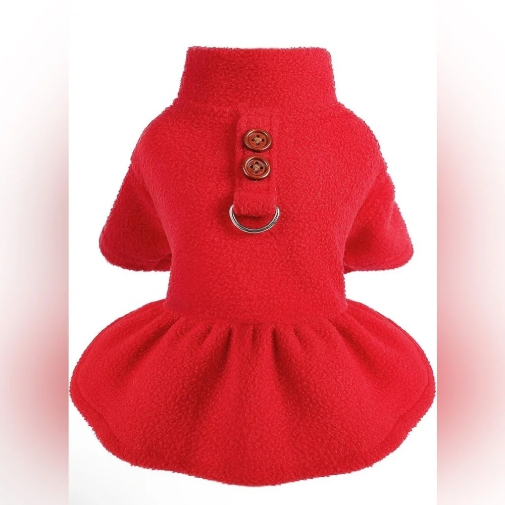 Yikeyo Soft Fleece Fabric Pink Plaid Winter Harness Sweater Dress D Ring Leash